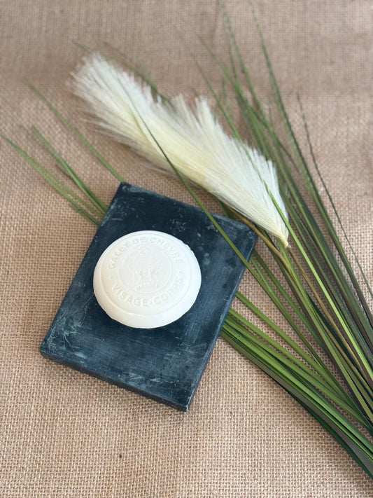 Savon Galet Rond Visage et Corps au Lait de Chèvre et Argile Blanche