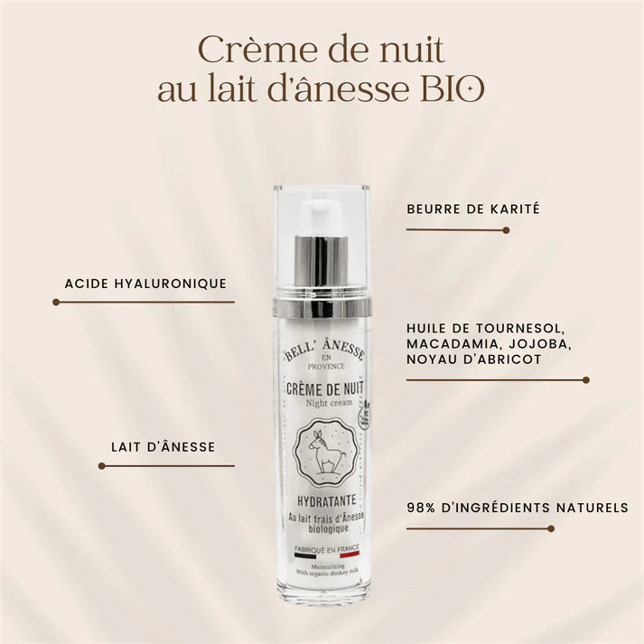 Crème de Nuit au Lait d'Ânesse Bio 50ml