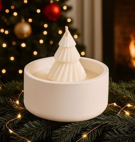 Bougie coupe blanche FORÊT DE NOËL 130g